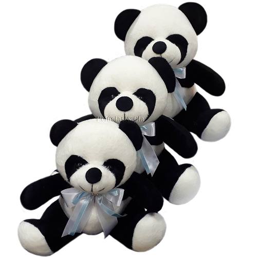 Trio De Ursos Panda Pelúcia Fofinho Nicho Laços Coloridos - Baby Adoletá -  Pelúcia - Magazine Luiza