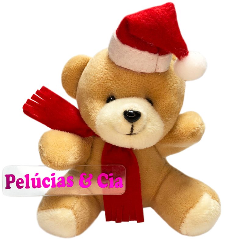 Jogo Mini Urso Pelúcia Natal Gorrinho e Cachecol 12cm 3 Pç